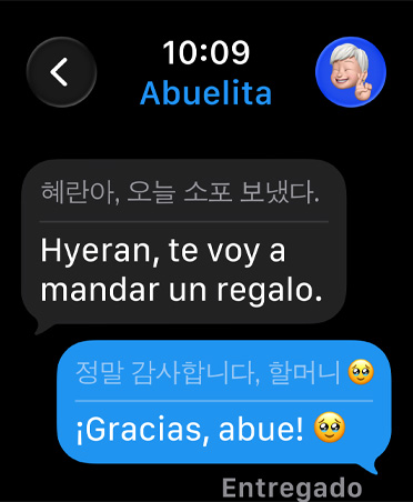 Traducción en Vivo cambia el idioma del mensaje a inglés en la app Mensajes
