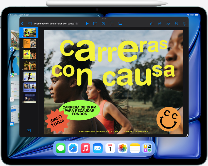 Un iPad Air que muestra cómo el Organizador Visual ayuda a hacer varias tareas al mismo tiempo