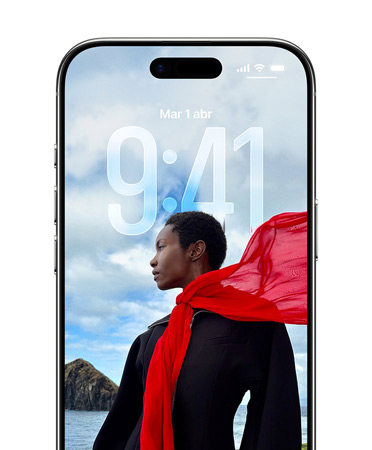 Pantalla de bloqueo de un iPhone con la hora adaptada a la imagen de fondo