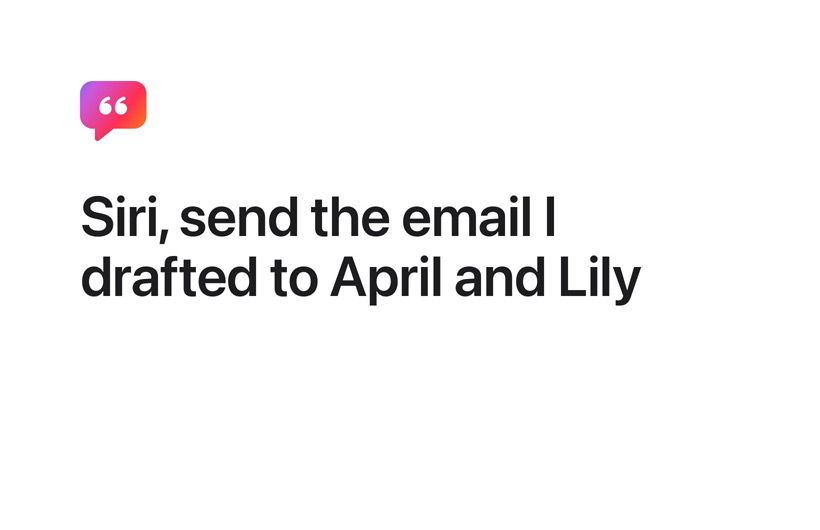 Die Fotomediathek auf einem iPhone mit einer Suchbeschreibung. Ein zweites iPhone zeigt ein Foto, das aufgrund der Suche geöffnet wurde. Ein drittes iPhone zeigt das Foto in einer Notiz in der Notizen App.