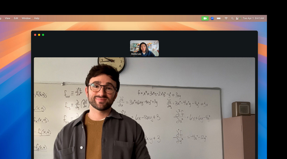 A video call using Center Stage feature, which keeps user in the frame as they move around