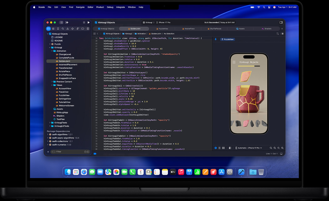 Schermata di MacBook Pro con la codifica di un’app su Xcode