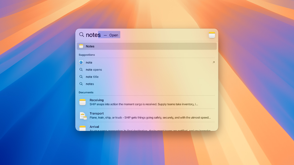 Búsqueda de notas en Spotlight.