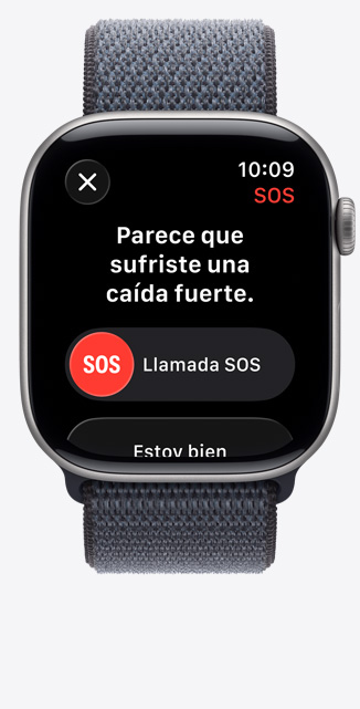 Apple Watch Series 11, caja de aluminio, gris espacial, notificación de caída fuerte, opción de llamada de emergencia, correa deportiva, color azul ancla