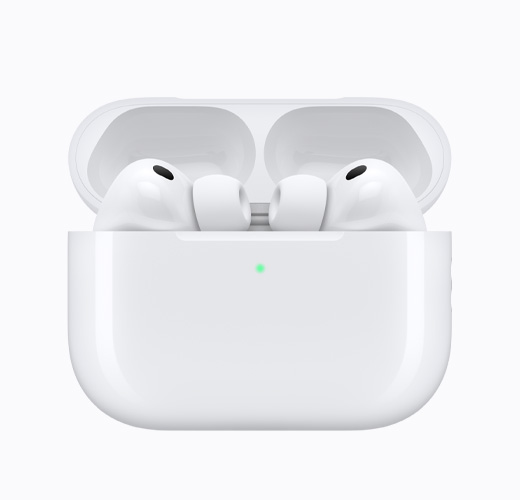 AirPods Pro 3 inside an open white charging case