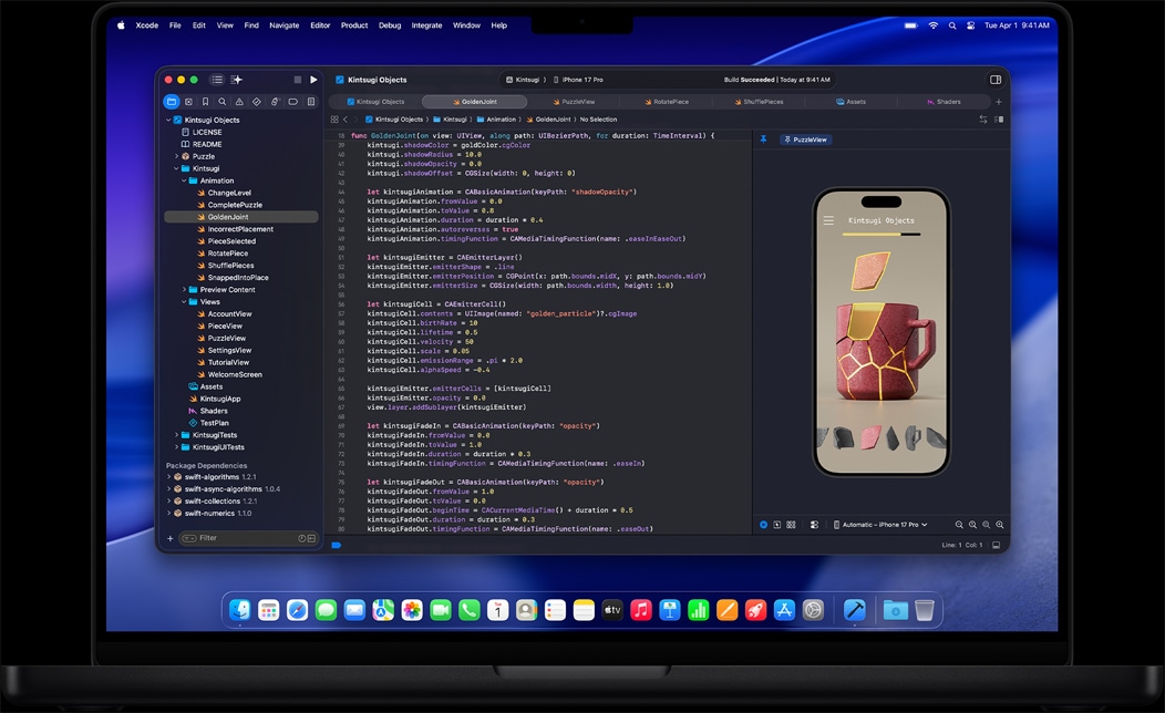 Screen of MacBook Pro of an app being coded in Xcode