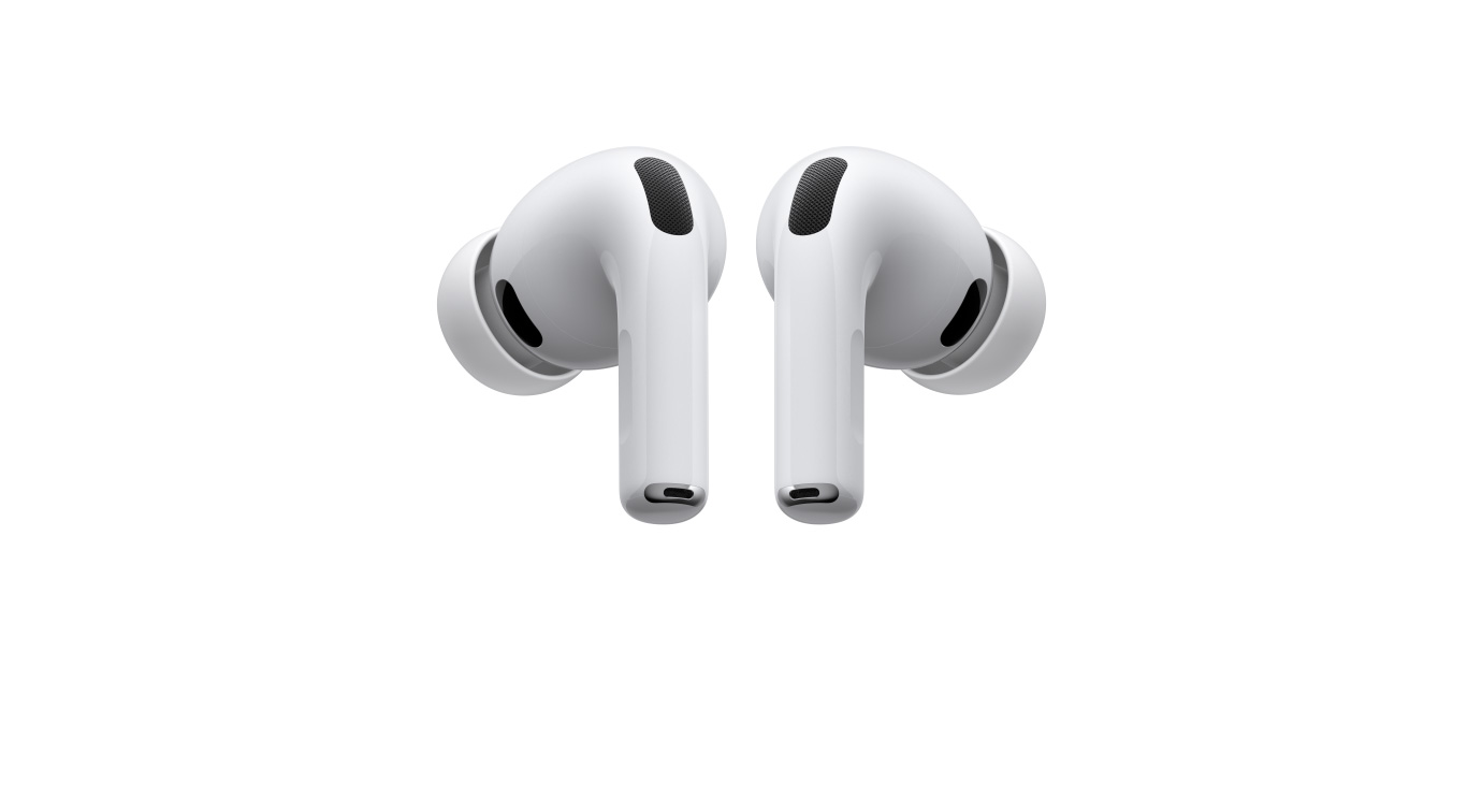 AirPods Pro 3, audífonos inalámbricos izquierdo y derecho, color blanco, almohadillas de silicón