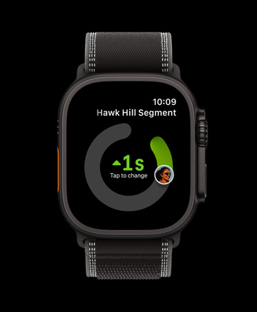 Apple Watch Ultra 3, kleur zwart, kast van titanium, Strava-app, work-outkaarten: Buiten Hardlopen, Buiten Fietsen, Binnen Hardlopen, bandje, Trail-bandje, kleur zwart/houtskool