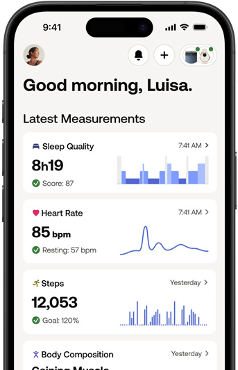 iPhone 展示 Withings app。