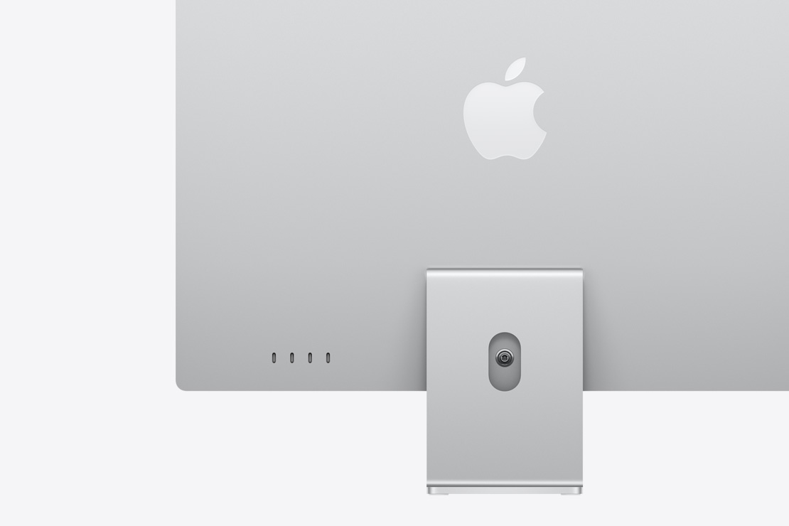 Rear view of a silver iMac, highlighting 4 USB-C ports