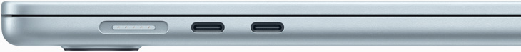 Lado izquierdo de una MacBook Air con puerto MagSafe y dos puertos Thunderbolt 4