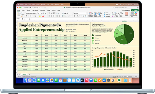 Ứng dụng Microsoft Excel hiển thị trên MacBook Air